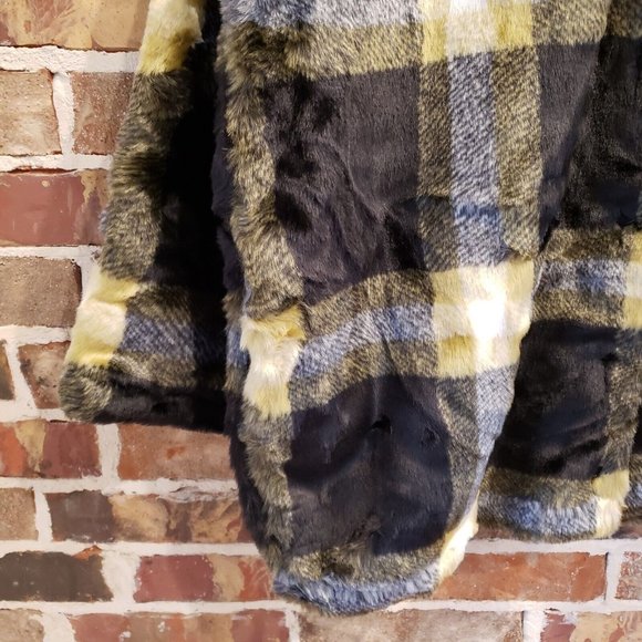 Nike Sportswear Oversized Plaid Faux Fur Jacket Coat Womens Sz XL NEW DD4541-010 - Picture 6 of 15